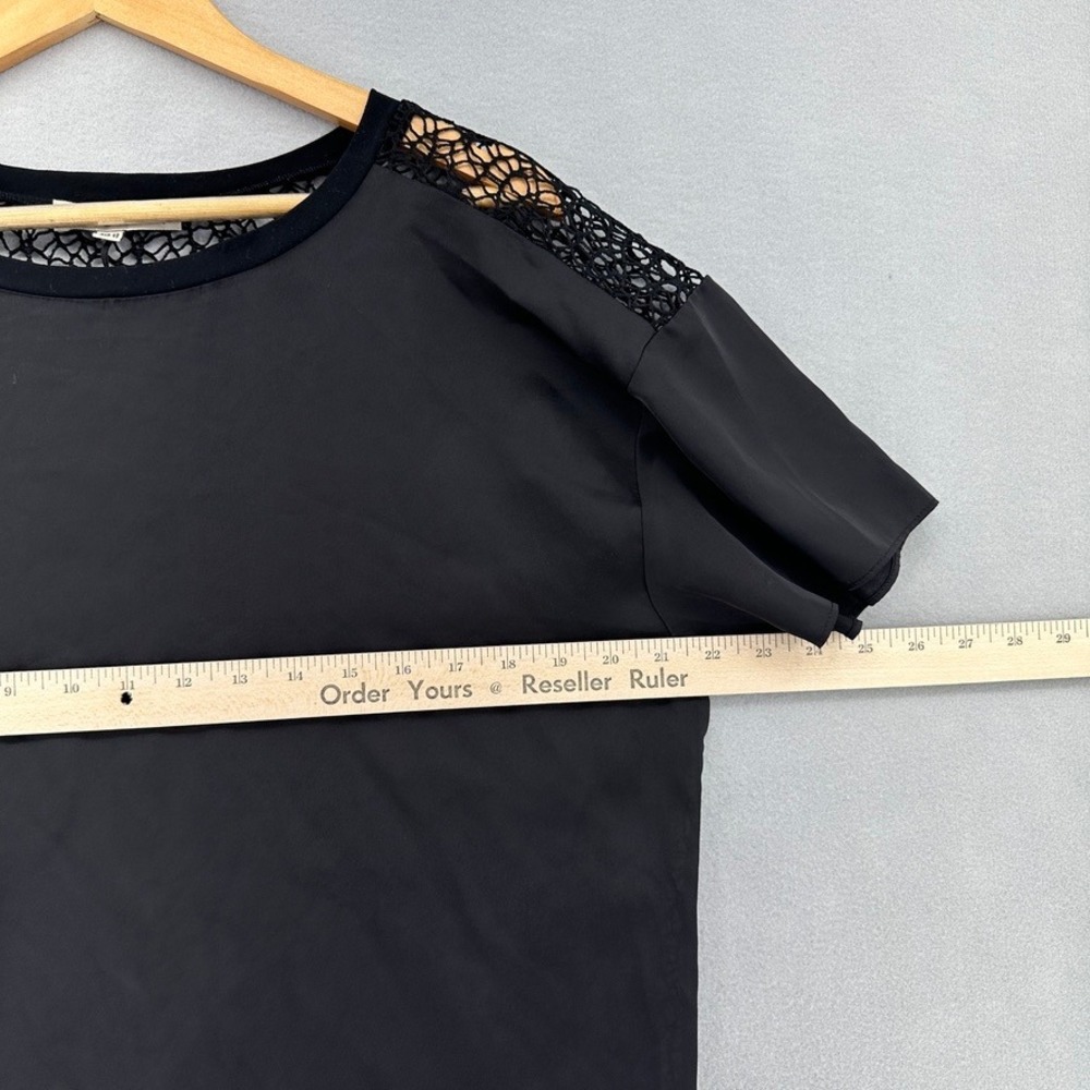 Ipekyol Black Crochet Mesh Back High Low Short Sleeve Top SZ10 EUR 40 Gothic - Picture 8 of 9